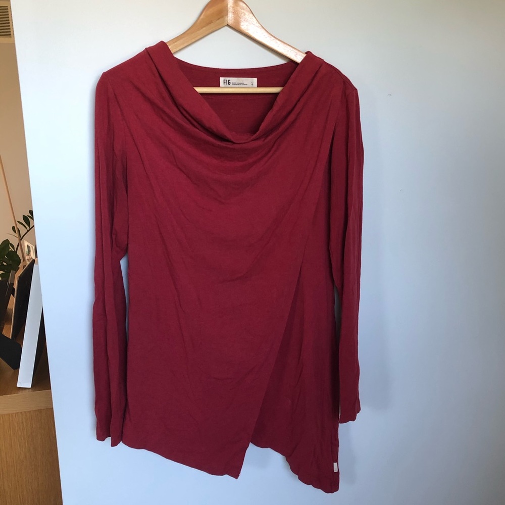Maroon Asymmetrical FIG top made in Canada in EUC
